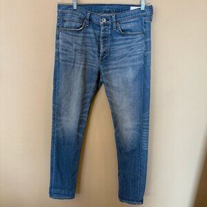 Rag & Bone Men’s Fit 2 Slim Jeans 33x32 Blue Schaefer Wash Med Distressed Denim